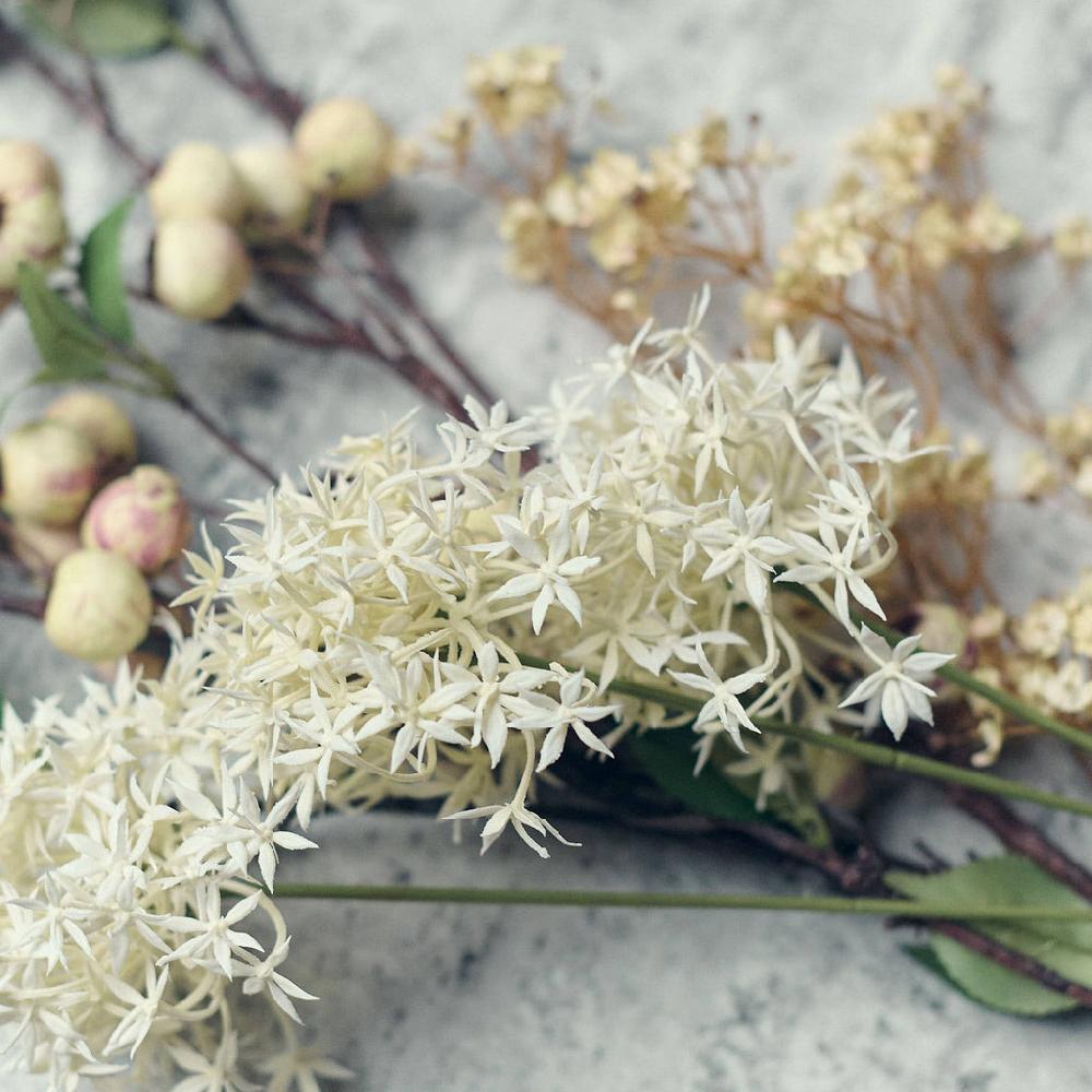 Greige Faux Cream Allium Stem - Three Flowerheads Per Stem