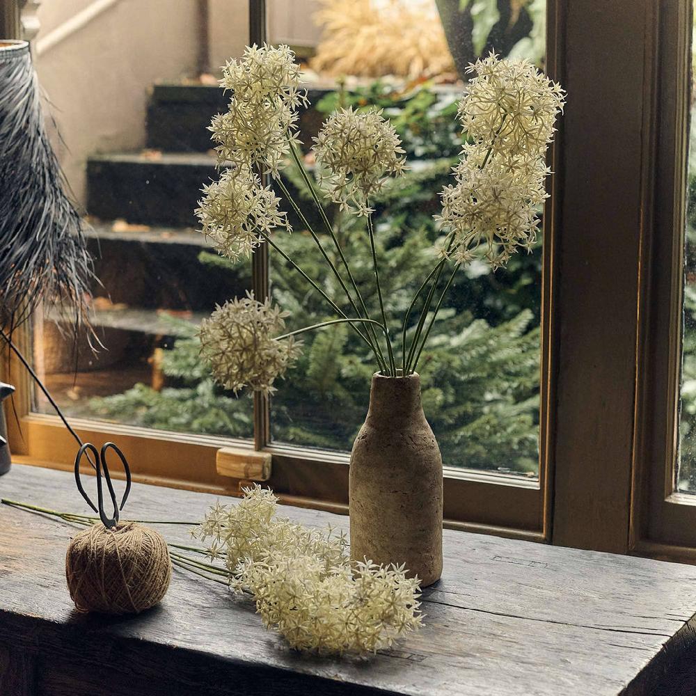 greige Faux Cream Allium Stem - Three Flowerheads per Stem