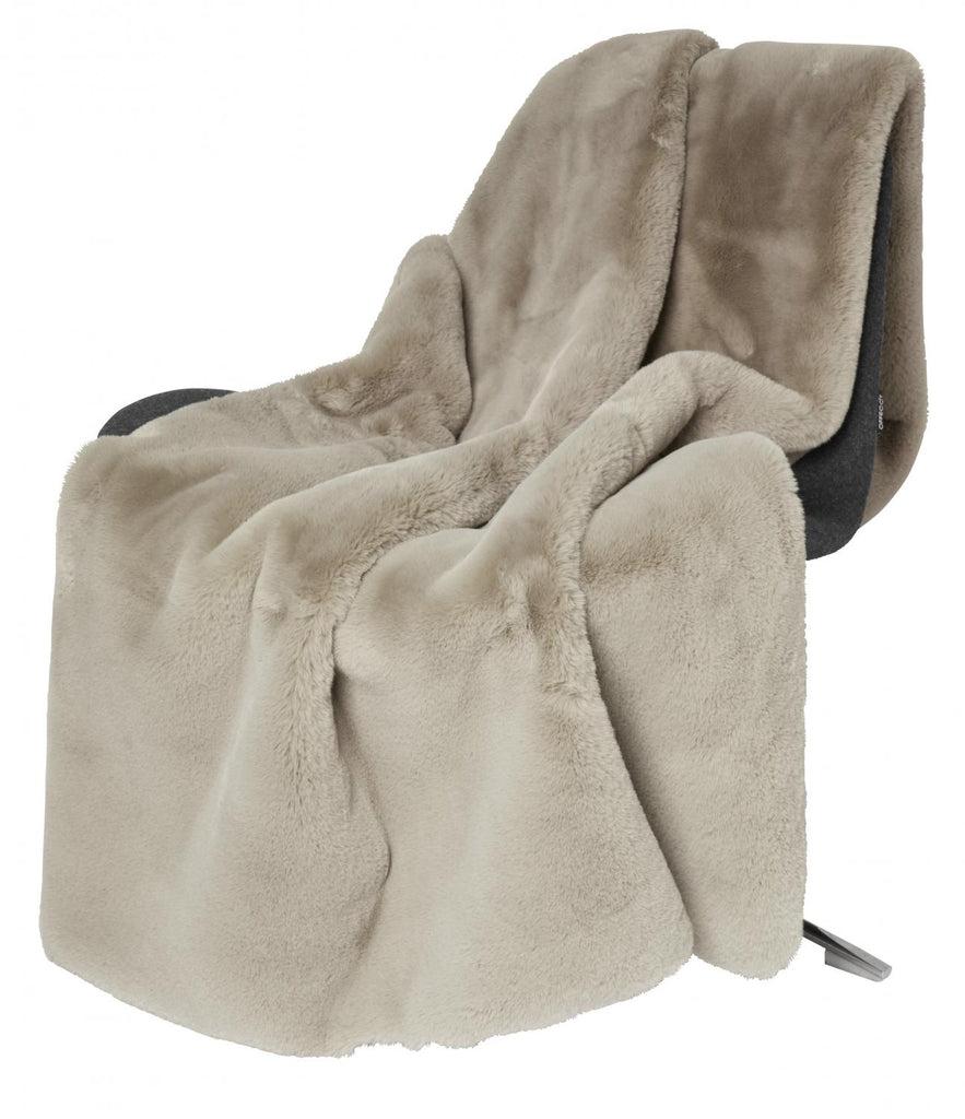 Greige Faux Fur Blanket Or Throw - Grey Pink Or Taupe