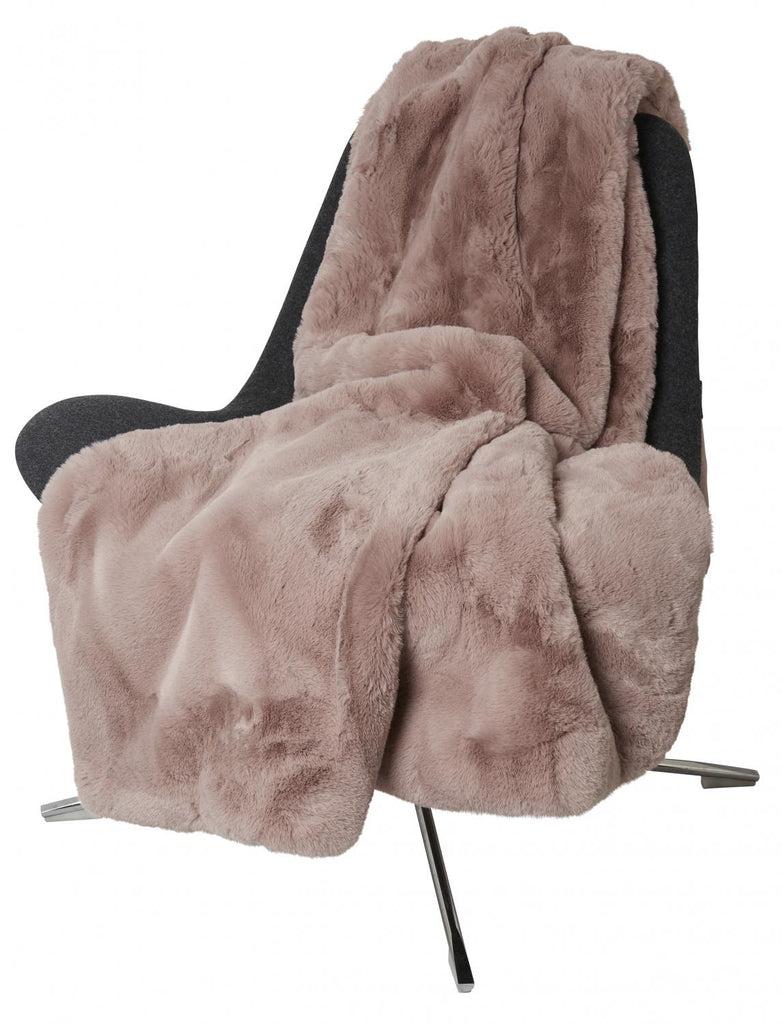 greige Faux Fur Blanket or Throw - Grey Pink or Taupe