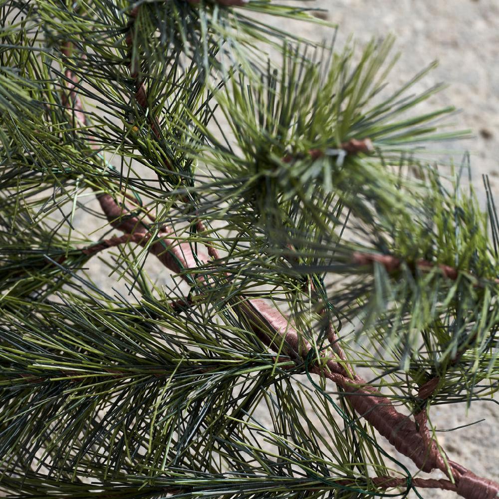 Greige Faux Pine Sprig Garland With LED Lights - Battery Powered
