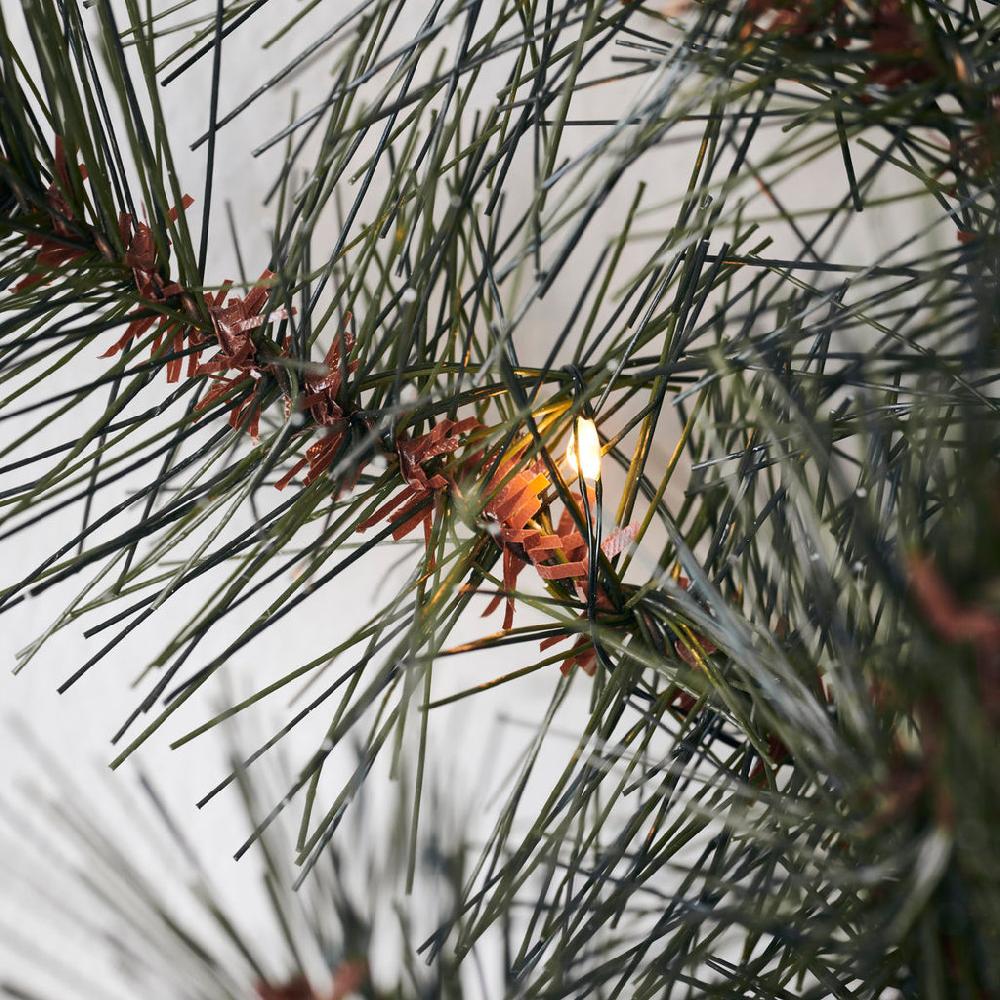 Greige Faux Pine Sprig Garland With LED Lights - Battery Powered