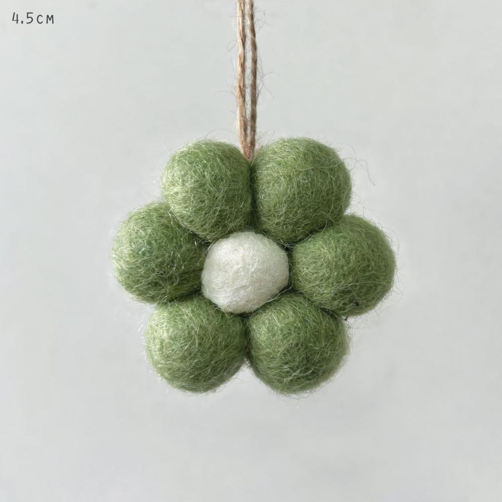Greige Felt Daisy Hanging Decoration - Cream Yellow Green Or Pink