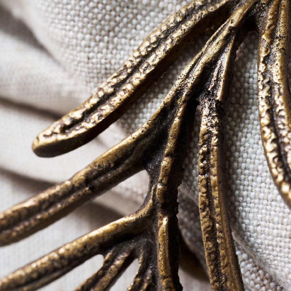 Greige Fir Sprig Napkin Rings - Antique Brass - Set Of Four