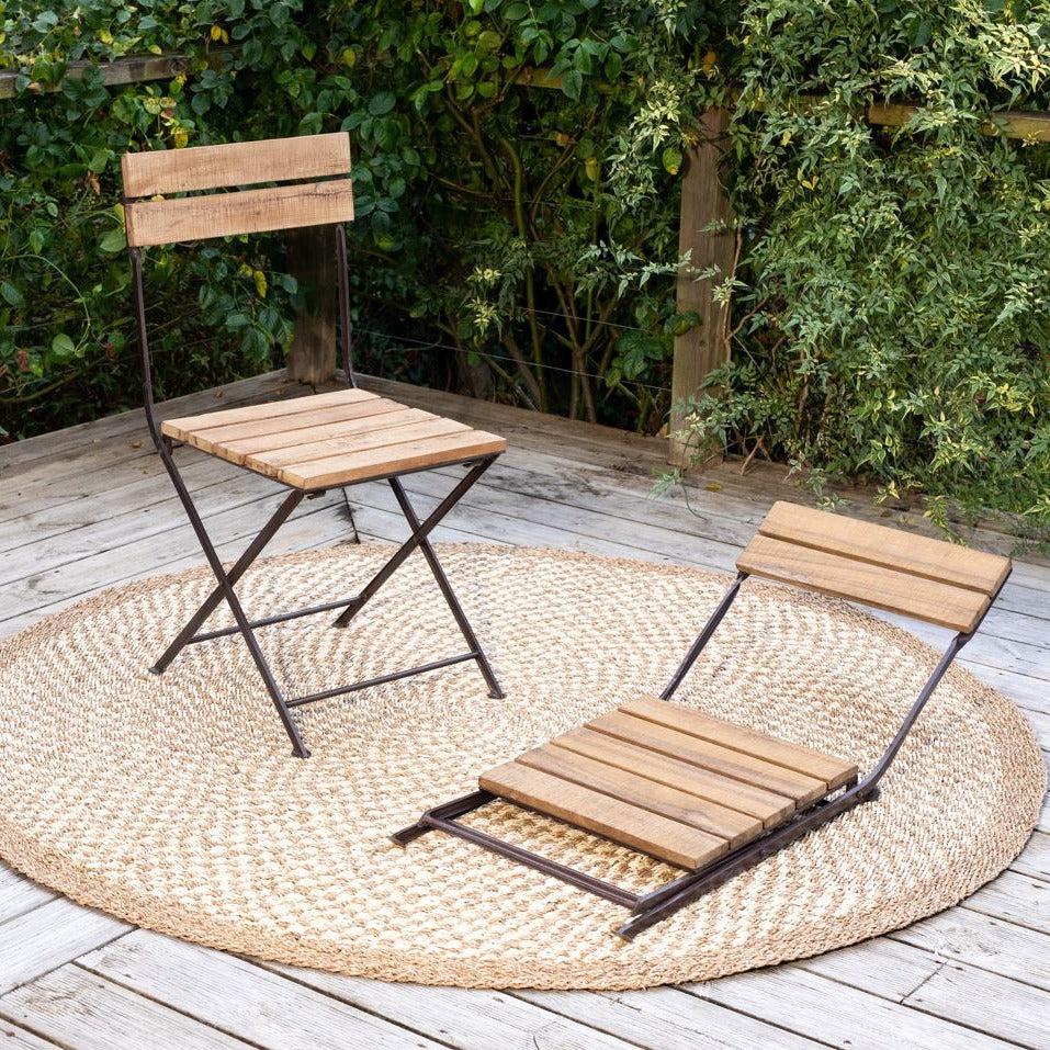 greige Folding Reclaimed Wood & Iron Chairs - Set of Two