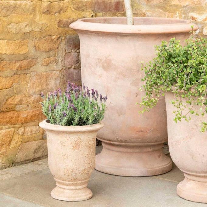 Greige Footed Terracotta Planter - Paxos - Three Size Options