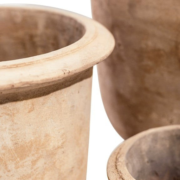 Greige Footed Terracotta Planter - Paxos - Three Size Options