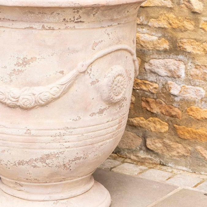 Greige Footed Terracotta Planter - Spetses - Two Size Options