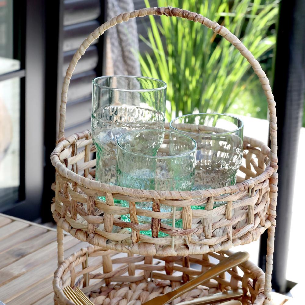 Greige Four Handcrafted Glass Tumblers - Antique Green