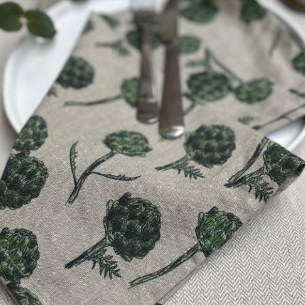 Greige Four Recycled Cotton Napkins - Artichoke - Burnt Olive