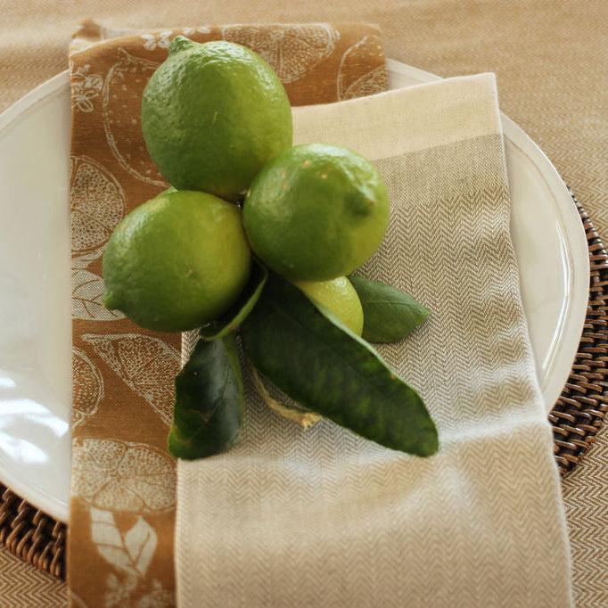 Greige Four Recycled Cotton Napkins - Lemons - Golden Yellow
