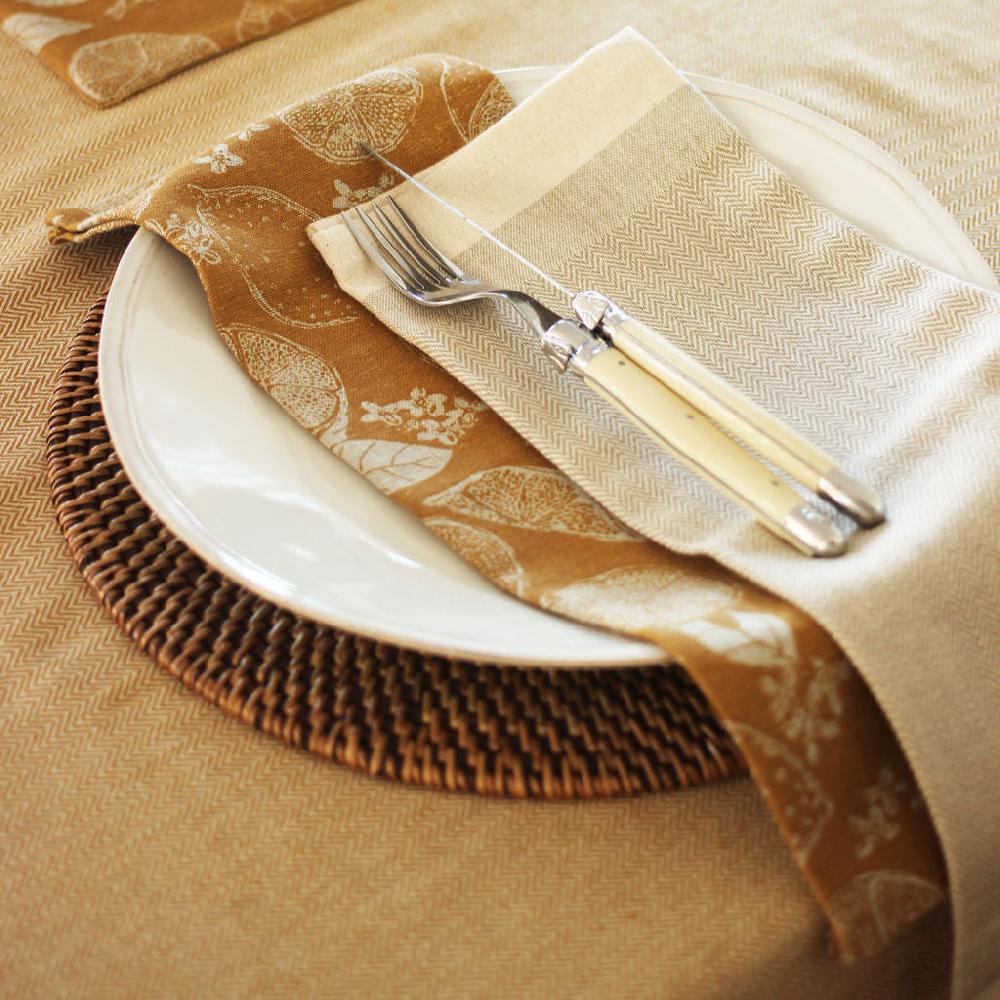 Greige Four Recycled Cotton Napkins - Lemons - Golden Yellow