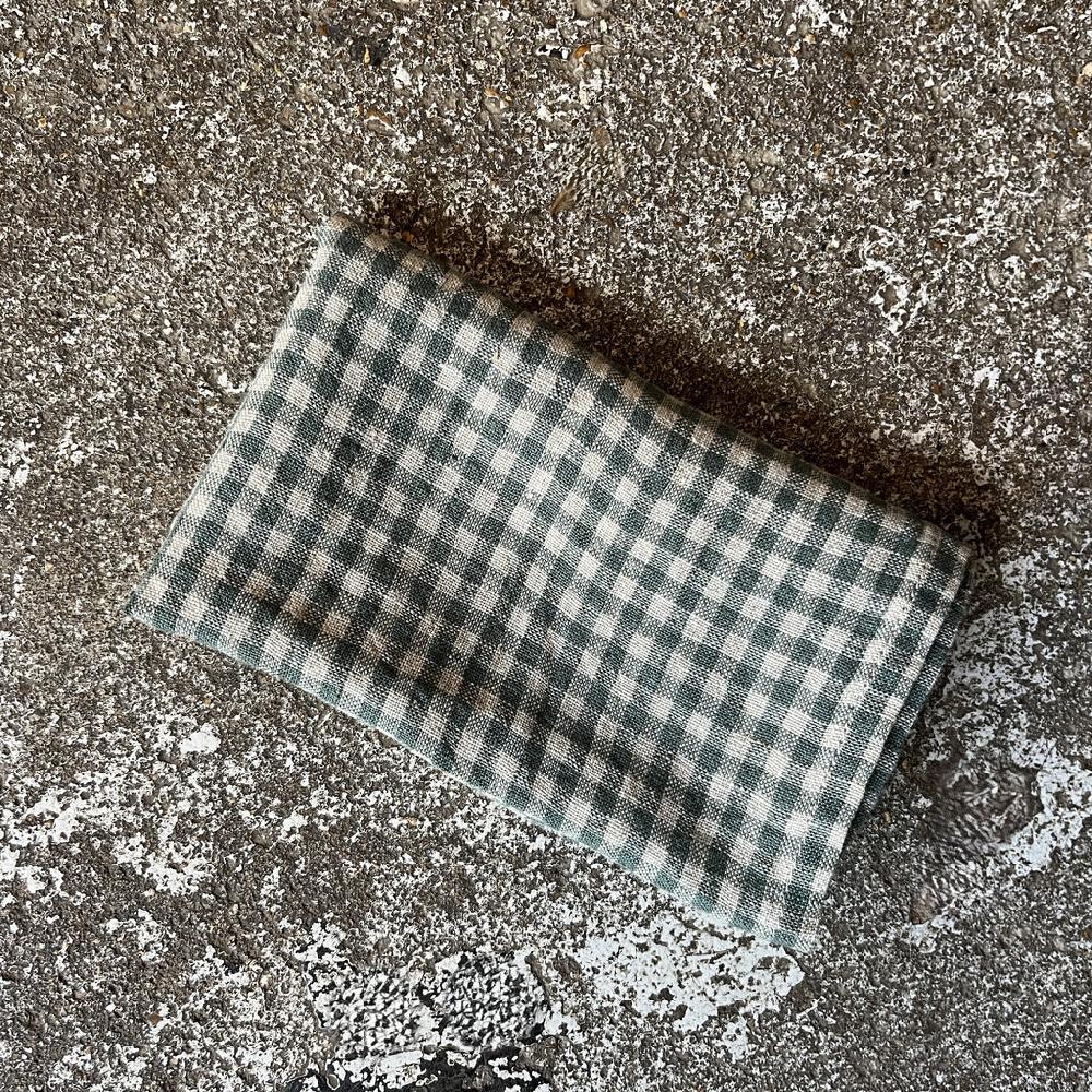 Greige Four Stone Washed Linen Napkins - Pigeon Check