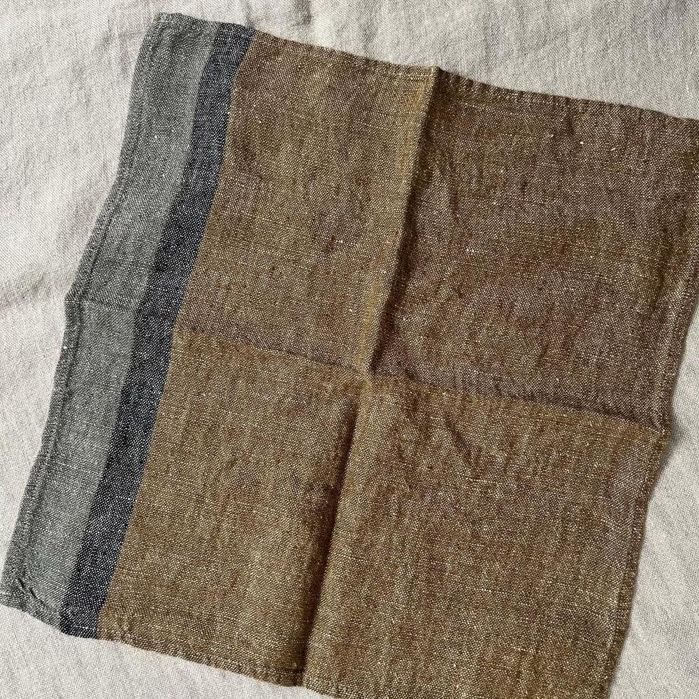 Greige Four Stone Washed Linen Napkins - Reims Stripy