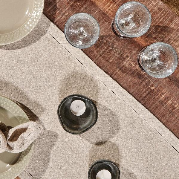 Greige Frosted Charcoal Glass Tealight Holder - Set Of Two