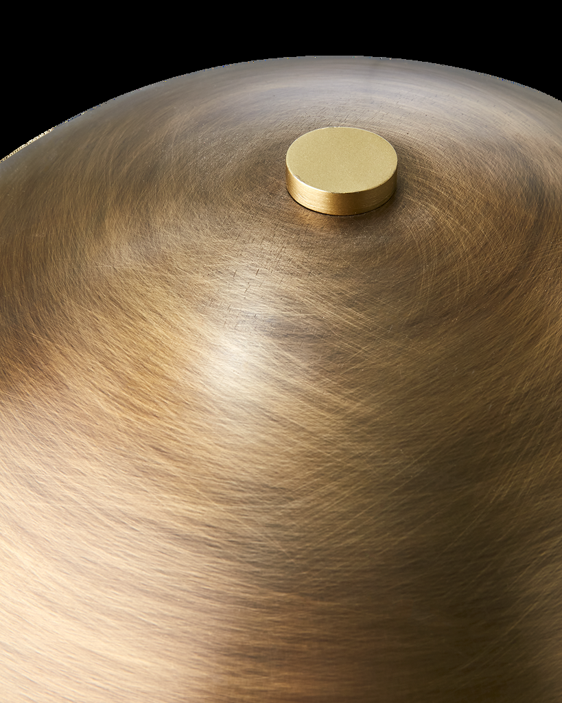 Greige Fungi Table Lamp - Wood And Antique Brass Finish