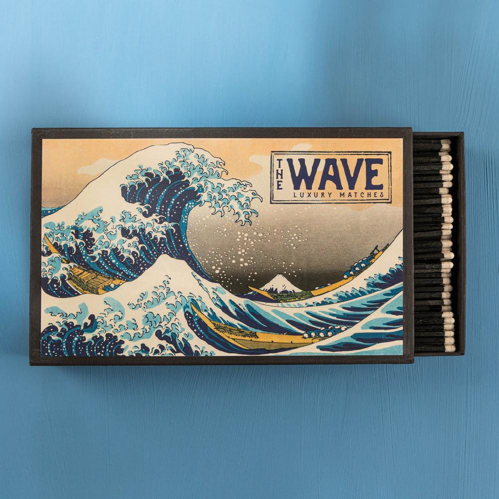 Greige Giant Matches In Letterpress Printed Luxury Matchbox - The Wave