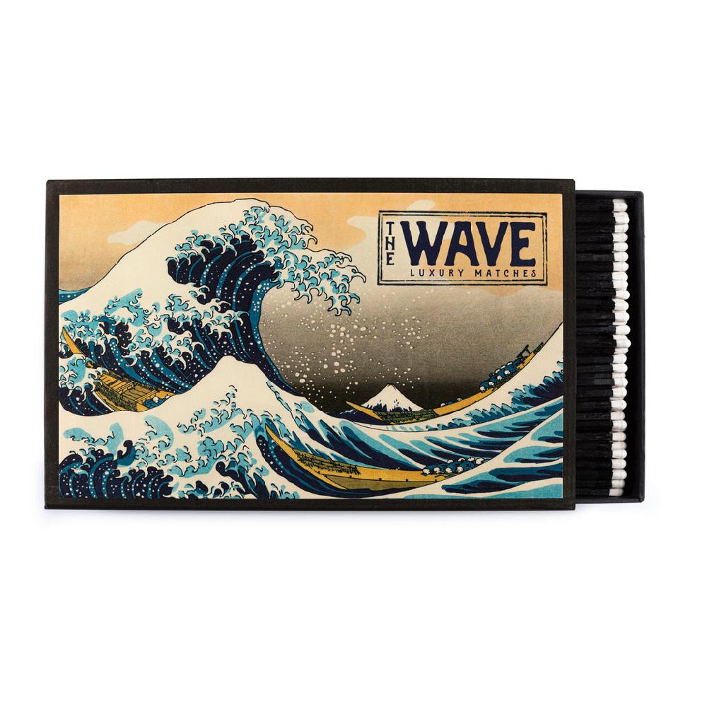 greige Giant Matches in Letterpress Printed Luxury Matchbox - The Wave