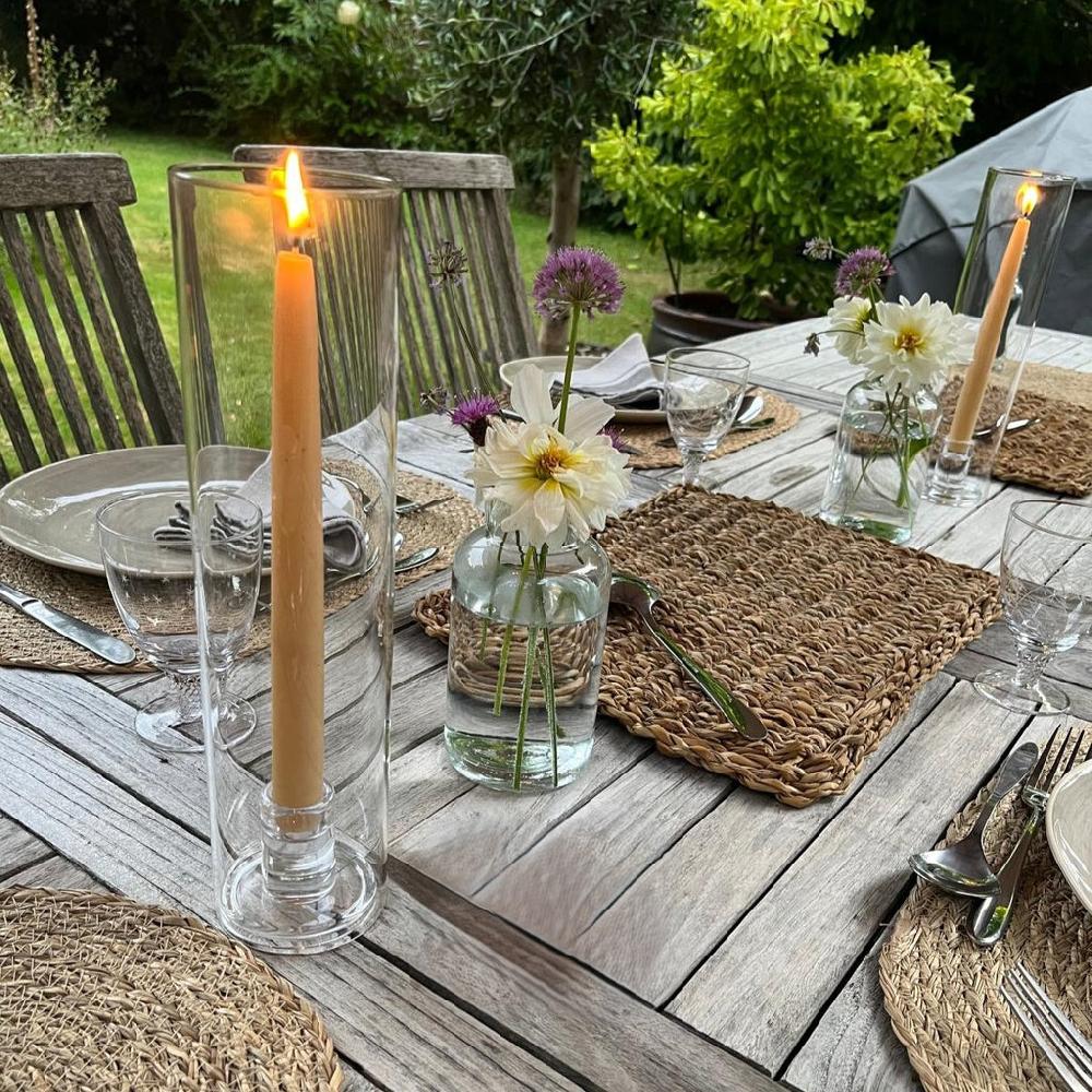 Greige Glass Candle Holder With Removable Glass Tube Cover