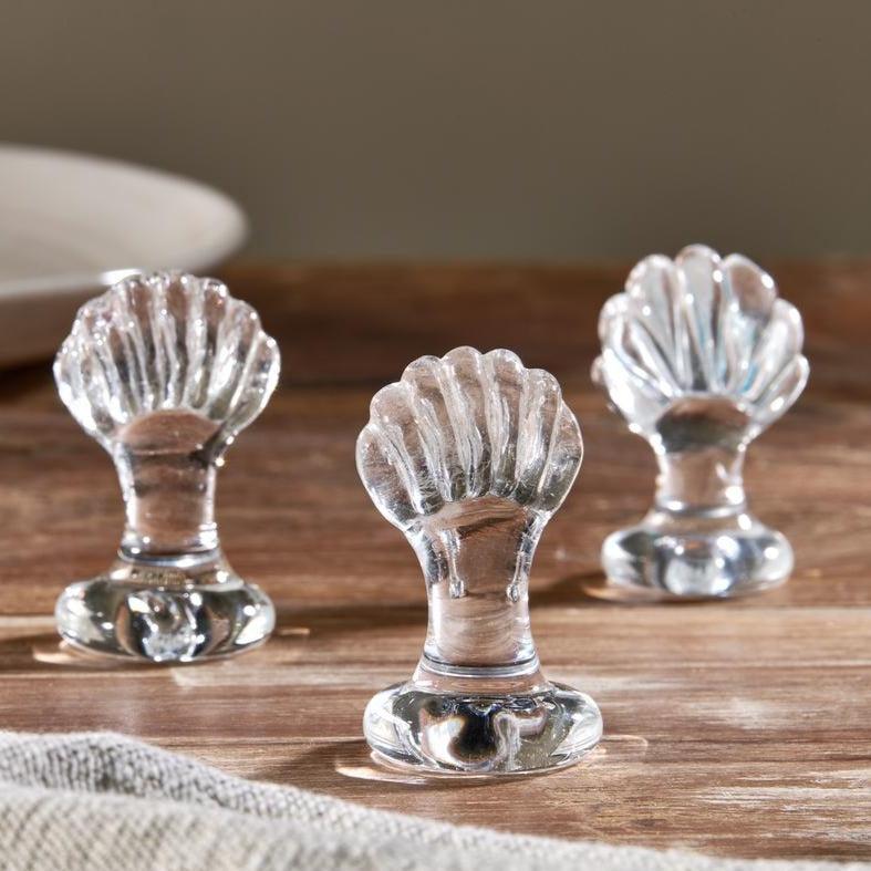 Greige Glass Shell Placename Or Card Holders - Set Of Four