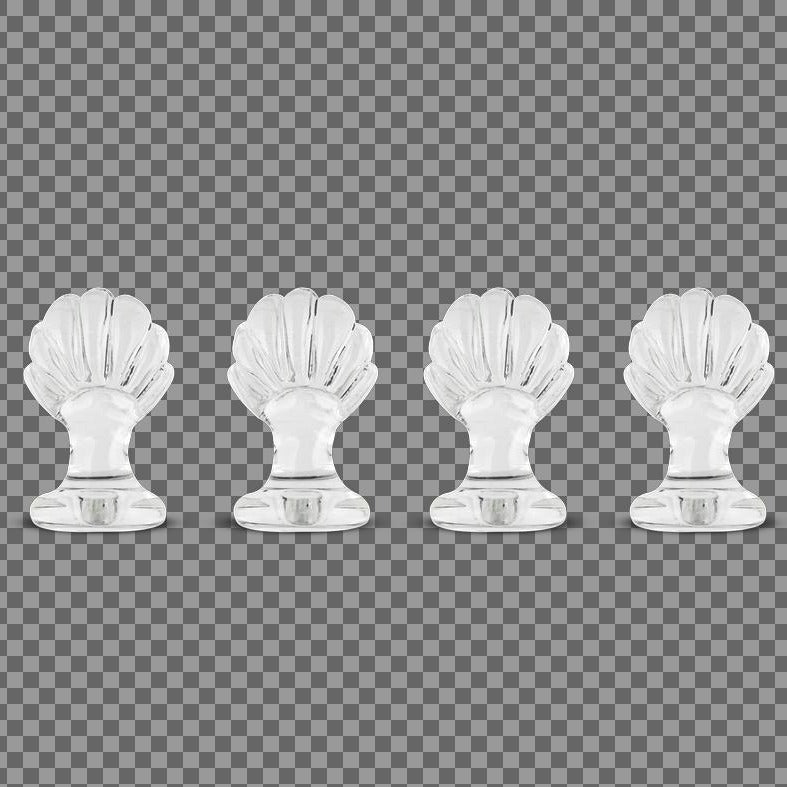 Greige Glass Shell Placename Or Card Holders - Set Of Four