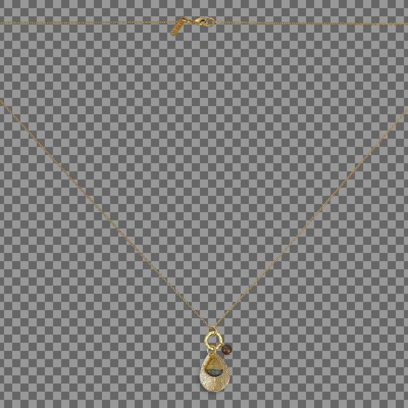 Greige Gold Plated Labradorite And Druzy Stone Necklace