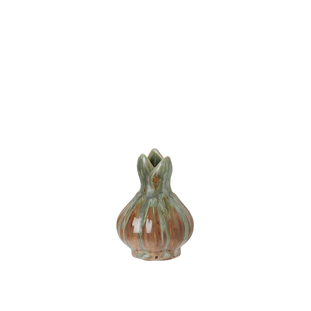 Greige Green Brown Melange Porcelain Bud Vase - Two Size Options
