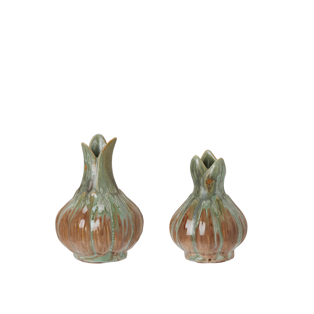 Greige Green Brown Melange Porcelain Bud Vase - Two Size Options