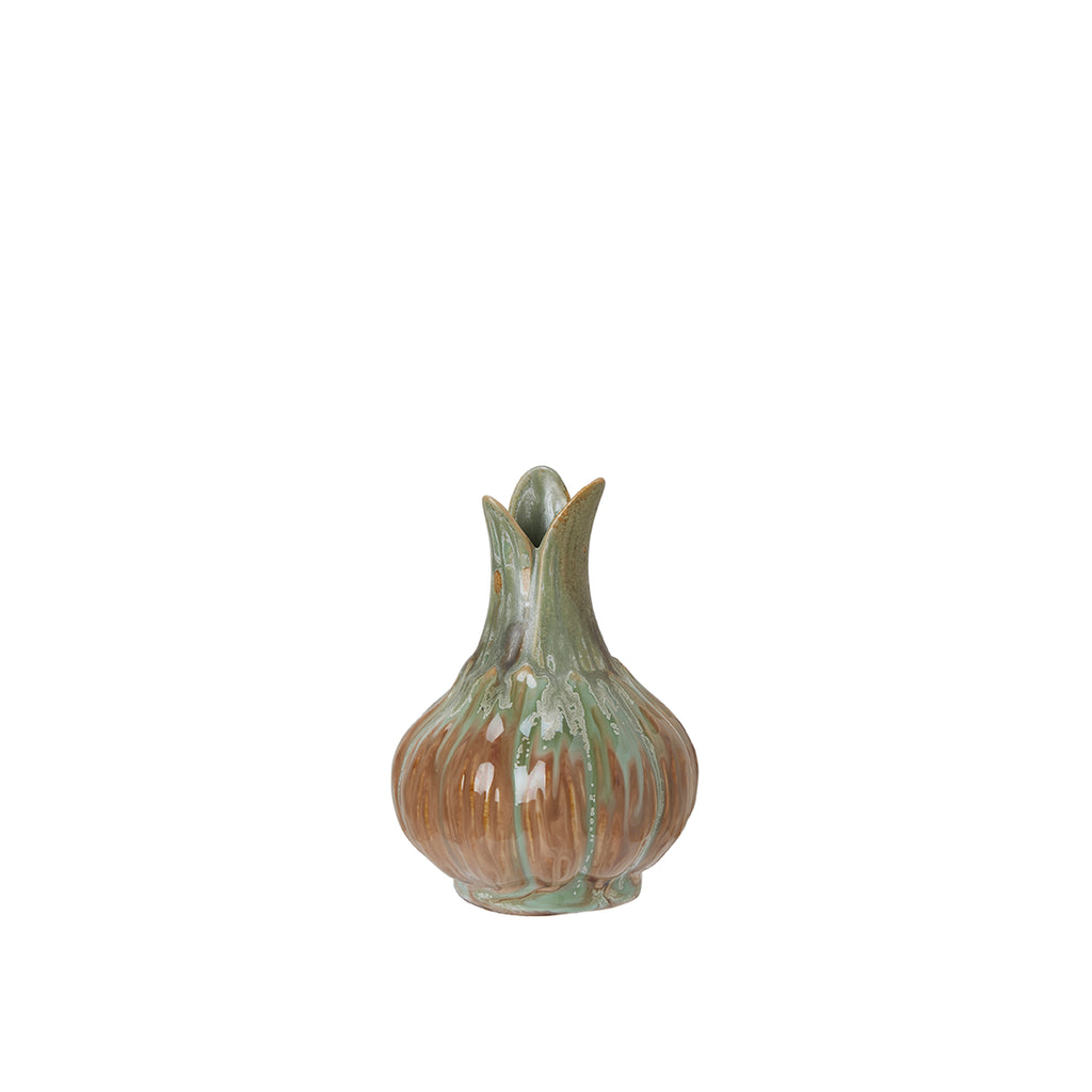 Greige Green Brown Melange Porcelain Bud Vase - Two Size Options