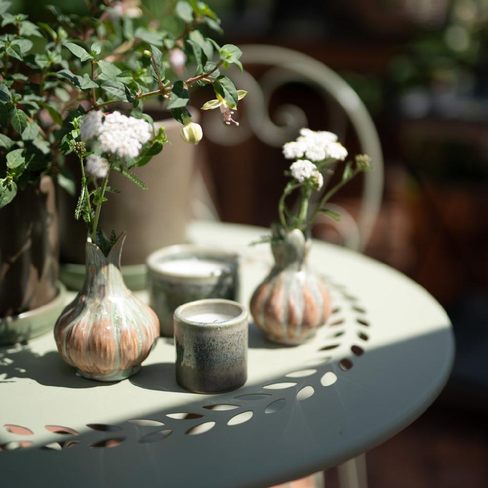 greige Green Brown Melange Porcelain Bud Vase - Two Size Options