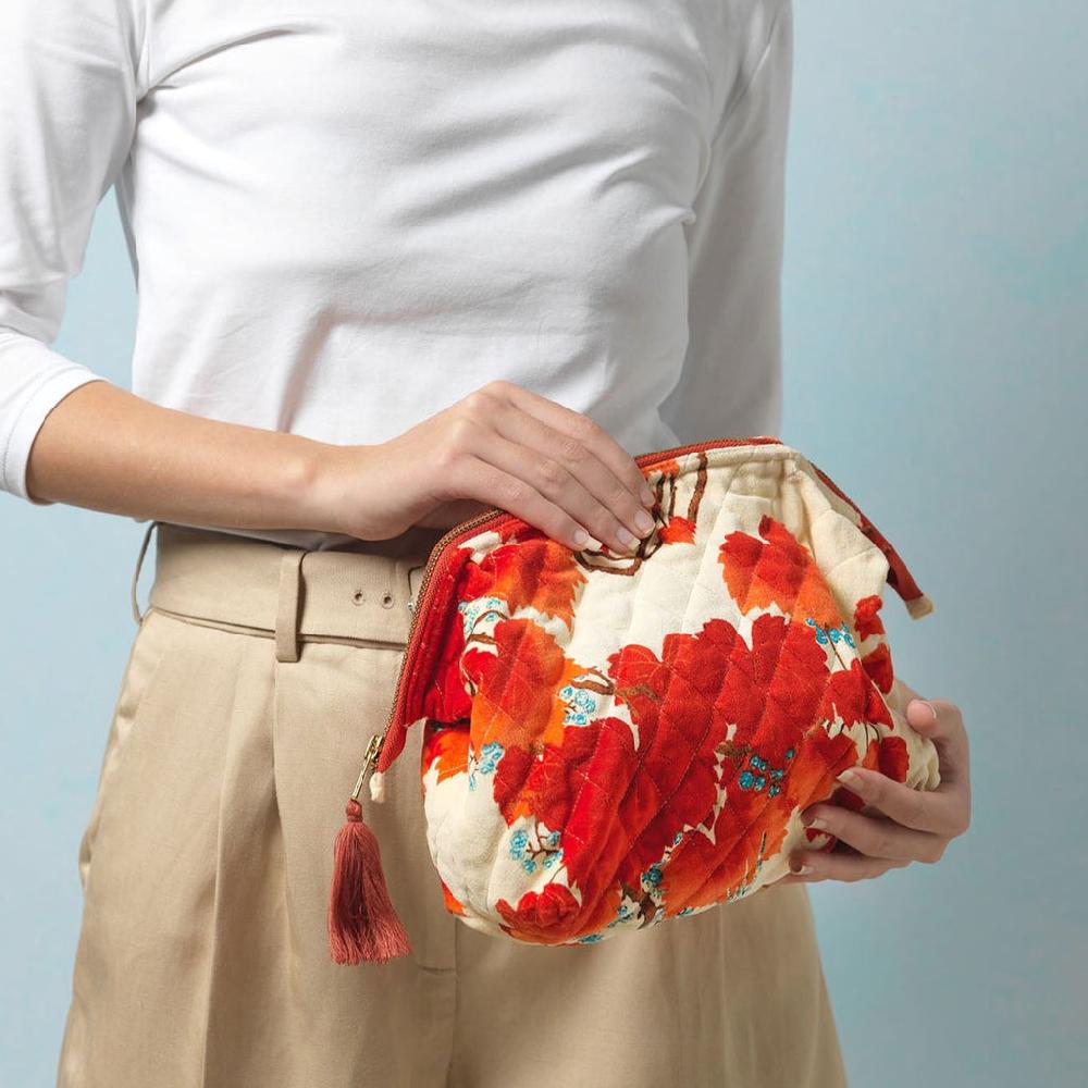 greige Acer Red Velvet Pouch - One Hundred Stars