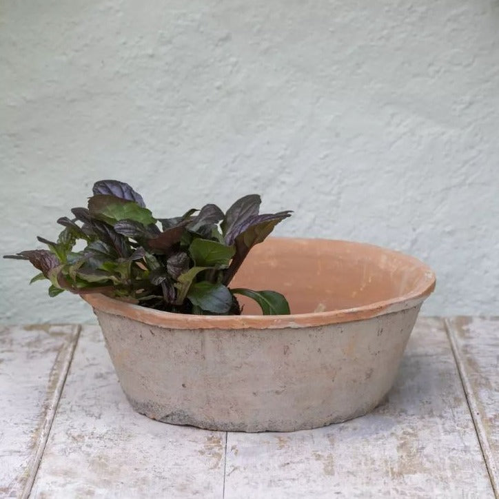 greige Aged Redstone Dish Planter