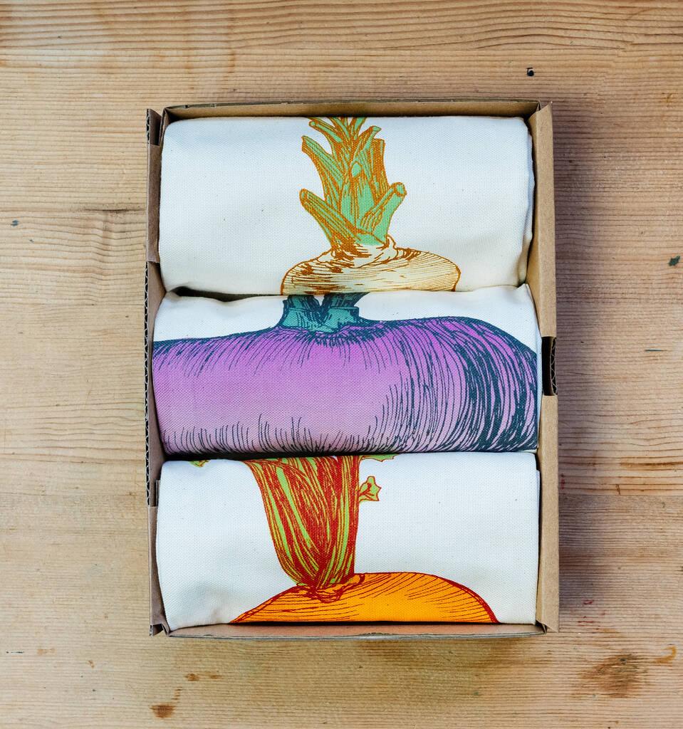 Greige Allotment Vegetable Tea Towel Gift Set