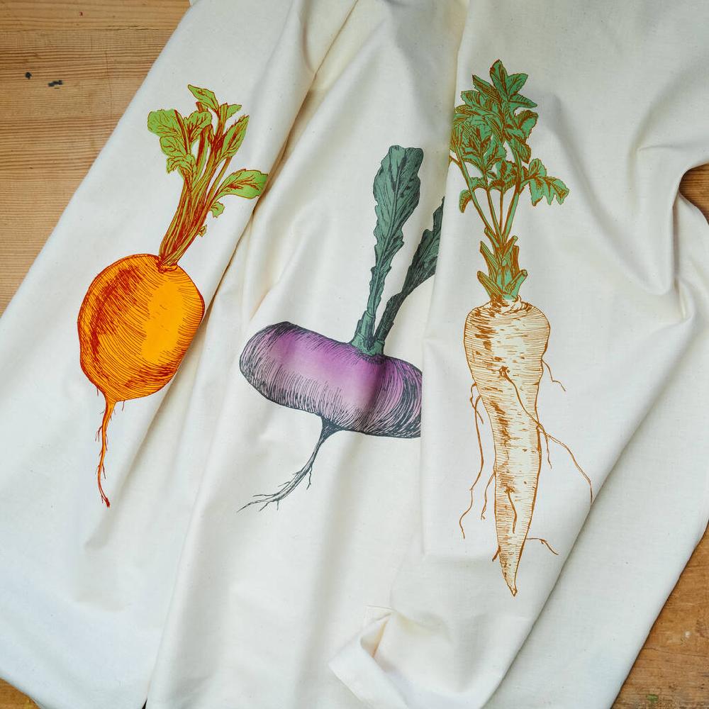 Greige Allotment Vegetable Tea Towel Gift Set