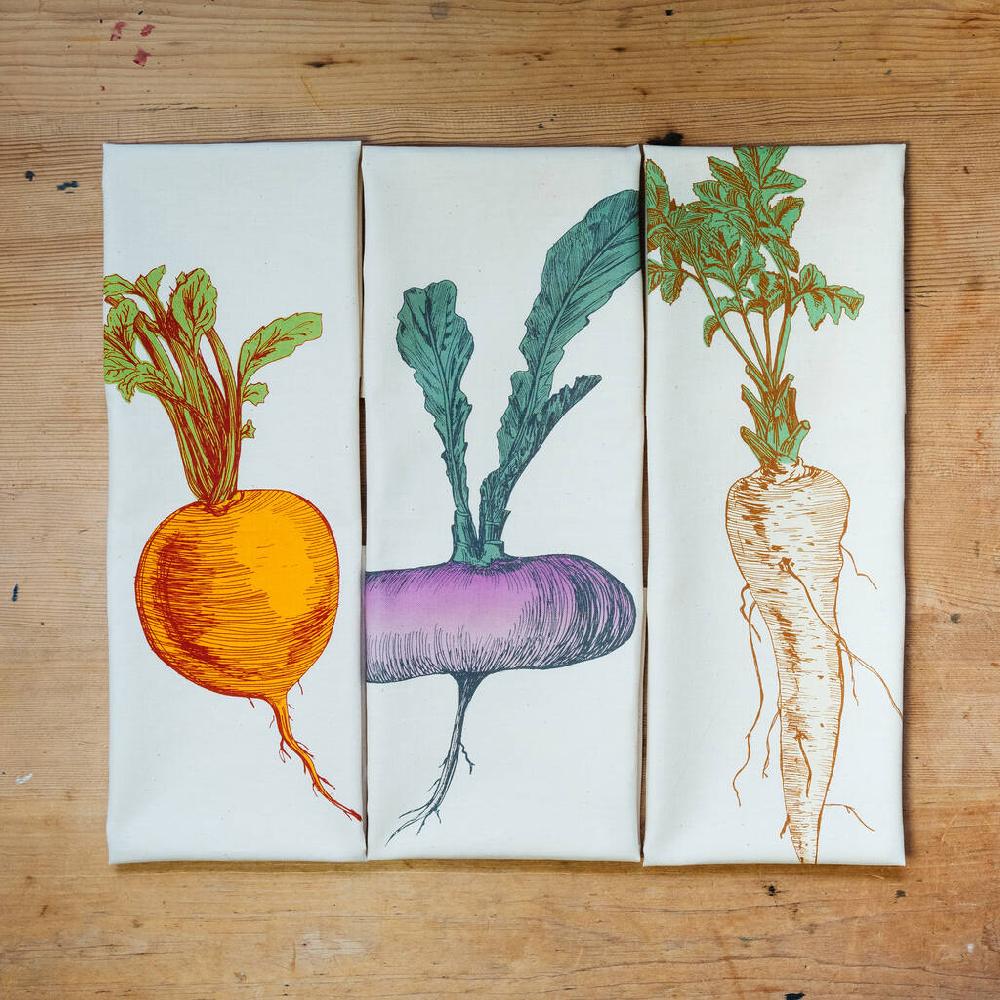 greige Allotment Vegetable Tea Towel Gift Set