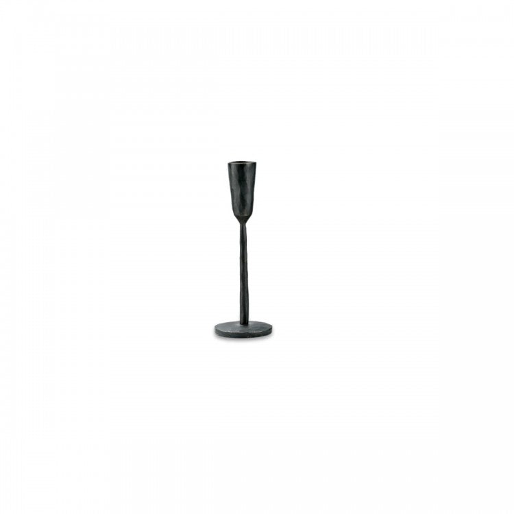 Greige Antique Black Iron Candlestick - 20cm
