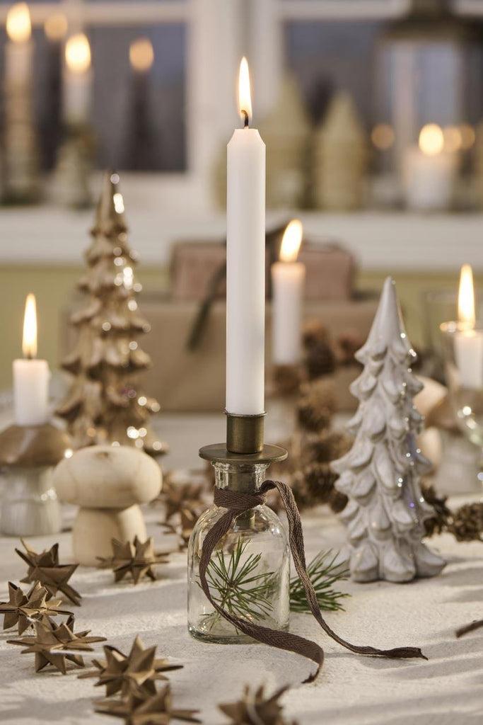 greige Antique Brass Bottle Candleholder