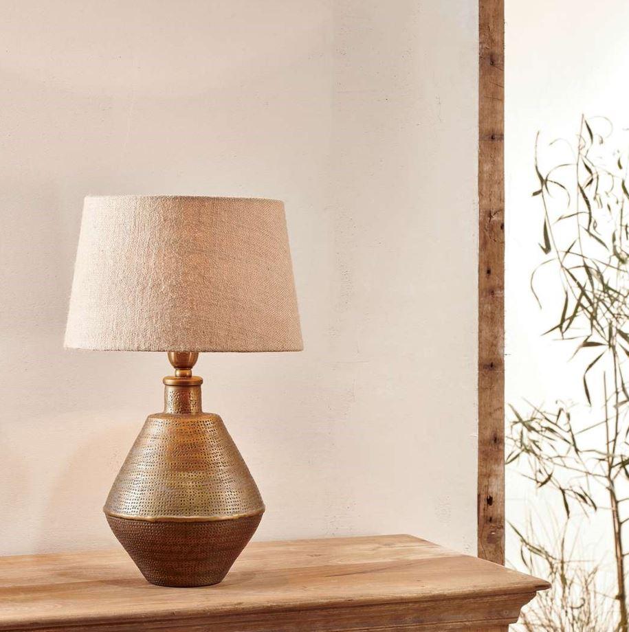 greige Antique Brass Finish Table Lamp