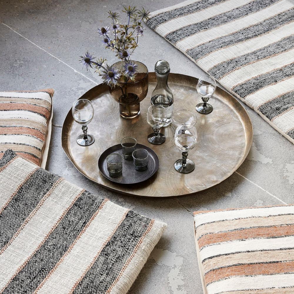 Greige Antique Brass Finish Tray - 80cm