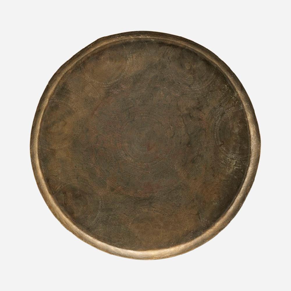 Greige Antique Brass Finish Tray - 80cm