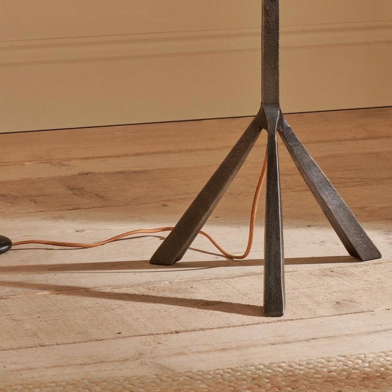 Greige Antique Bronze Finish Tripod Floor Lamp
