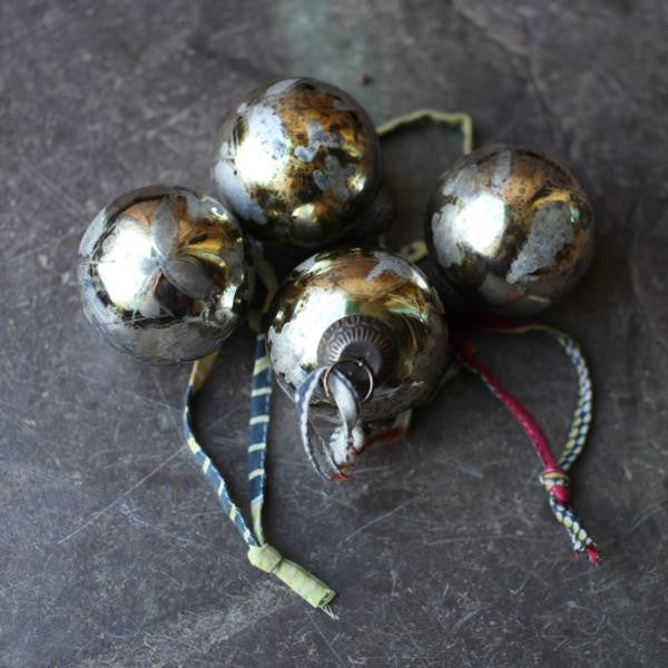 Greige Antique Gold Glass Baubles - Set Of Four