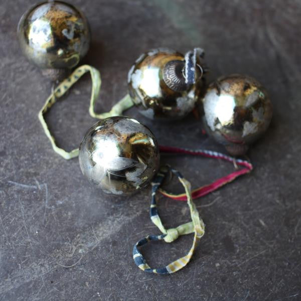 Greige Antique Gold Glass Baubles - Set Of Four