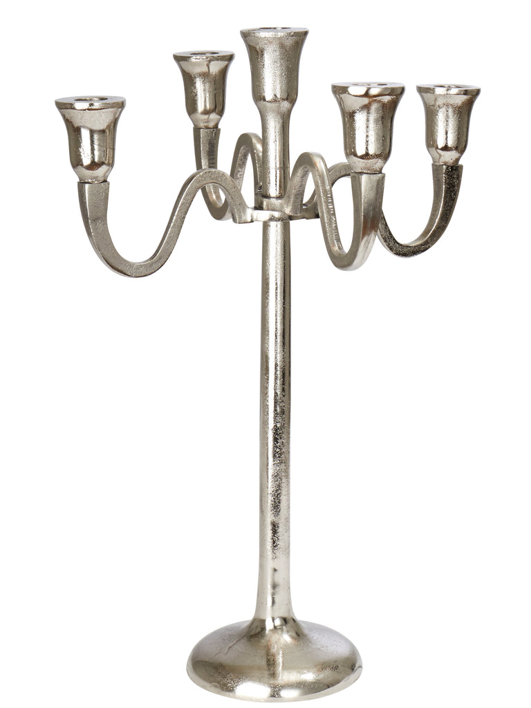 Greige Antique Silver Metal Candelabra - Three Sizes
