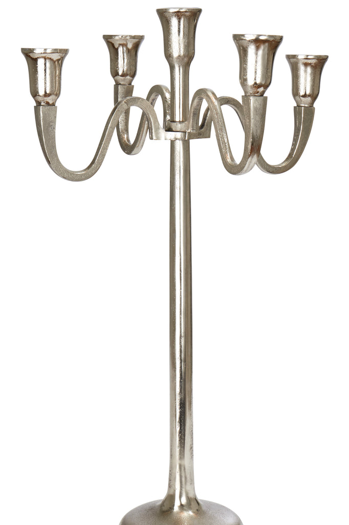 Greige Antique Silver Metal Candelabra - Three Sizes