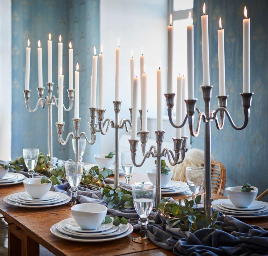 greige Antique Silver Metal Candelabra - Three Sizes