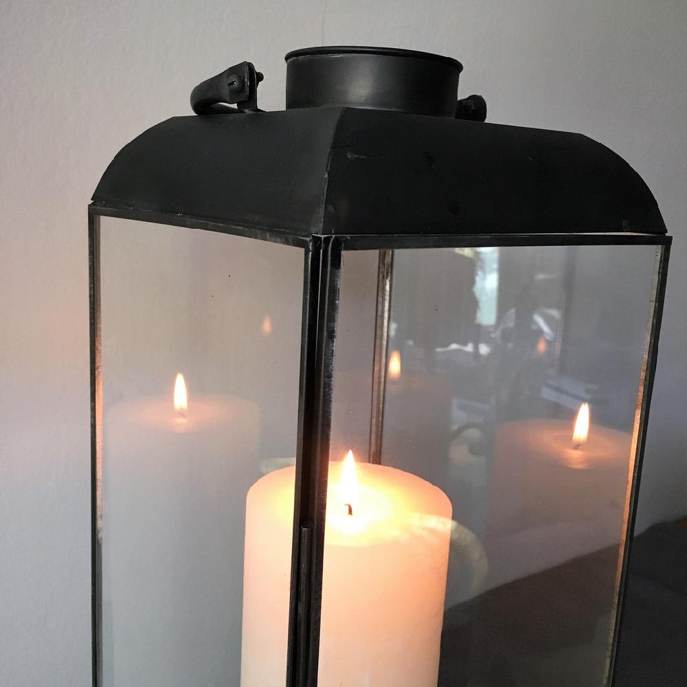 Greige Antiqued Metal Amiens Lantern - Two Sizes