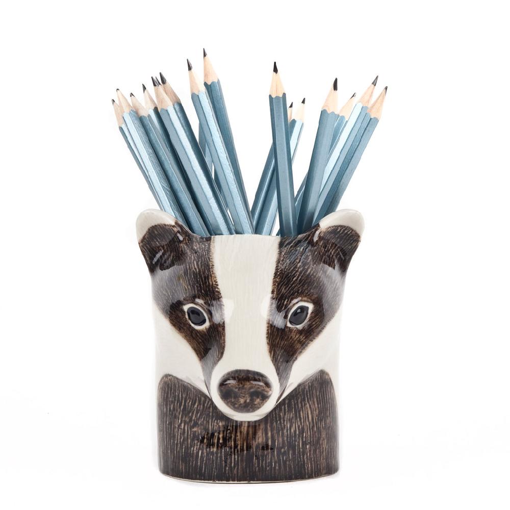 greige Badger Pencil Pot by Quail Ceramics