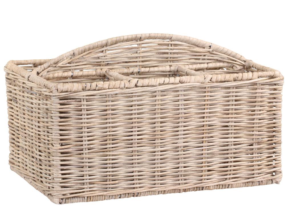 Greige Basket With Four Compartments