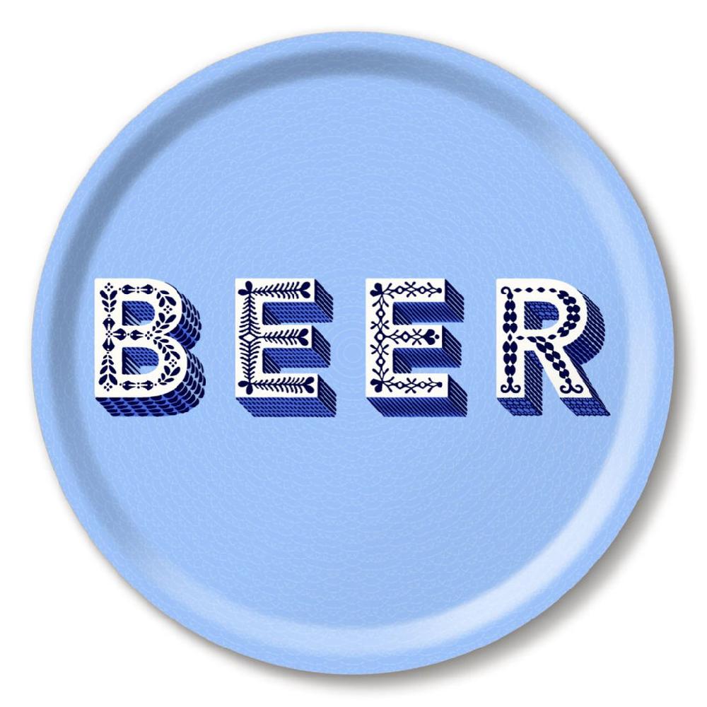 Greige Beer Tray - Blue - 31cm